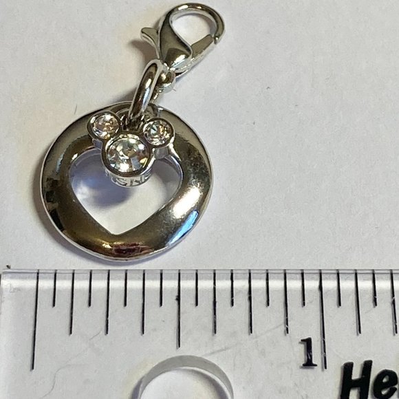 Vintage Disney Mickey Mouse Ears Charm Heart Crystal Signed Zipper Pull Bracelet - Picture 12 of 13